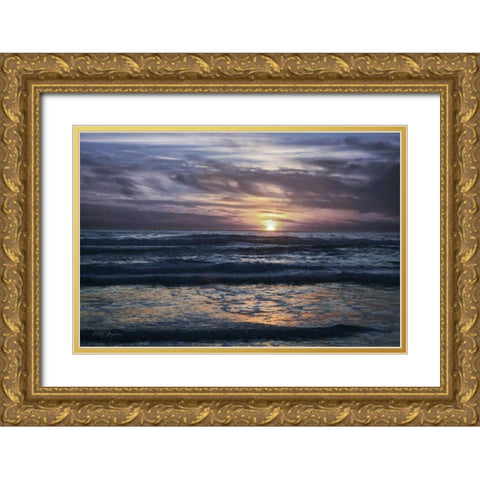 Purple Sunset Gold Ornate Wood Framed Art Print with Double Matting by Geyman, Vitaly