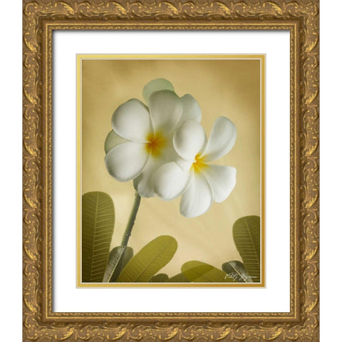 Oriental Plumeria I Gold Ornate Wood Framed Art Print with Double Matting by Geyman, Vitaly