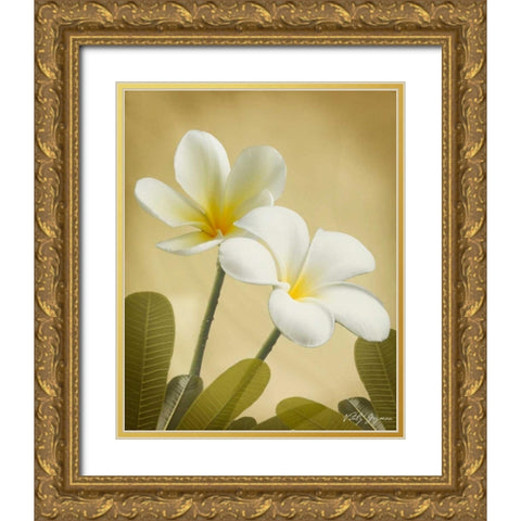 Oriental Plumeria II Gold Ornate Wood Framed Art Print with Double Matting by Geyman, Vitaly