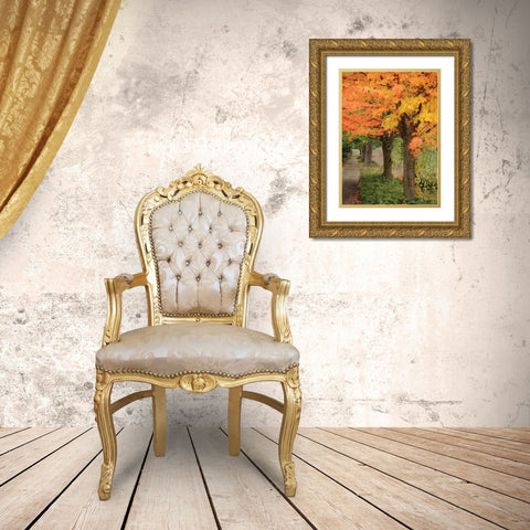 Fall Maple Fever II Gold Ornate Wood Framed Art Print with Double Matting by Geyman, Vitaly
