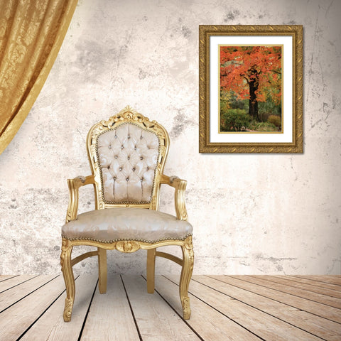 Fall Maple Fever III Gold Ornate Wood Framed Art Print with Double Matting by Geyman, Vitaly