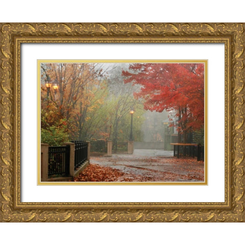 Fall Plaza I Gold Ornate Wood Framed Art Print with Double Matting by Geyman, Vitaly