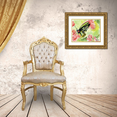 Watercolor Butterfly II Gold Ornate Wood Framed Art Print with Double Matting by Roberto, LuAnn