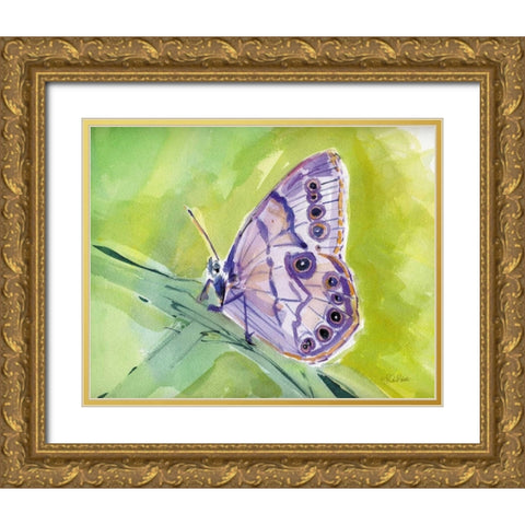 Watercolor Butterfly IV Gold Ornate Wood Framed Art Print with Double Matting by Roberto, LuAnn