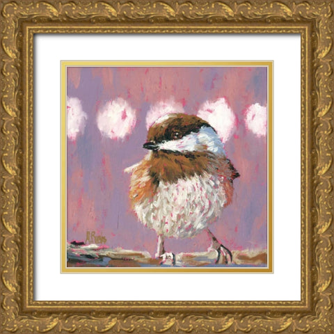 Hellow Chickadee Gold Ornate Wood Framed Art Print with Double Matting by Reeves, Molly