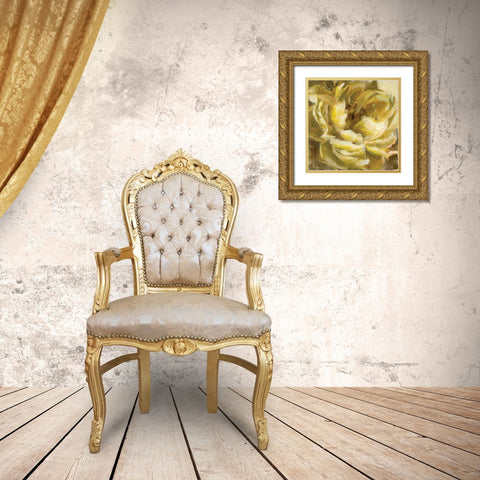 Yellow Peony Gold Ornate Wood Framed Art Print with Double Matting by Salness, Annie