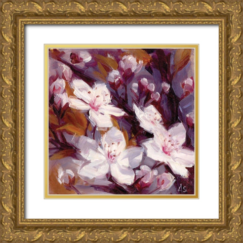 Cherry Blossoms Gold Ornate Wood Framed Art Print with Double Matting by Salness, Annie