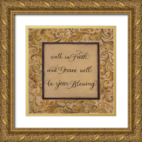 Walk in Faith Gold Ornate Wood Framed Art Print with Double Matting by Smith, Pamela