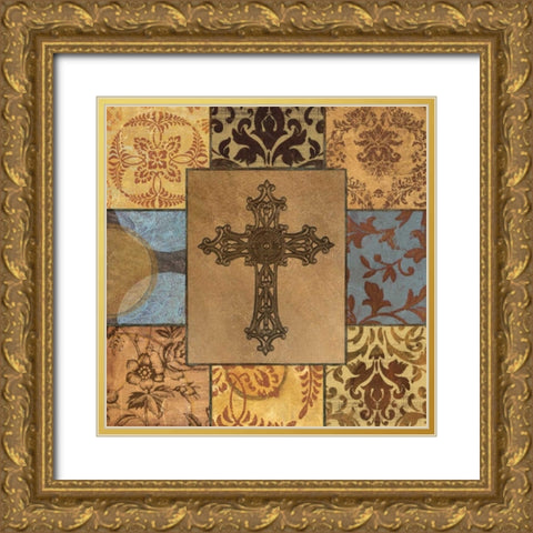 Patchwork Cross II Gold Ornate Wood Framed Art Print with Double Matting by Williams, Todd