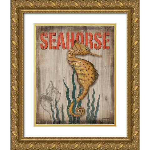 Seahorse Gold Ornate Wood Framed Art Print with Double Matting by Williams, Todd