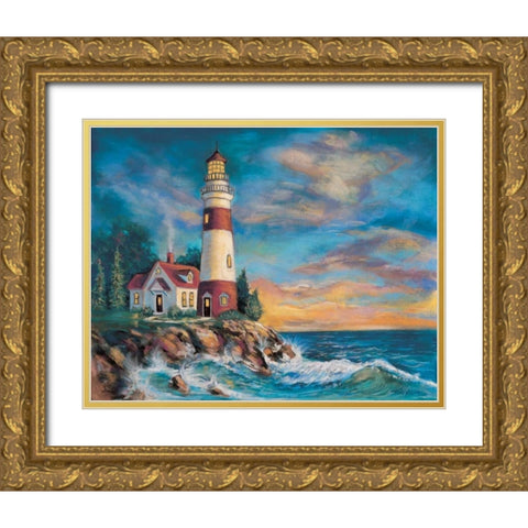 Lighthouse Gold Ornate Wood Framed Art Print with Double Matting by Williams, Todd