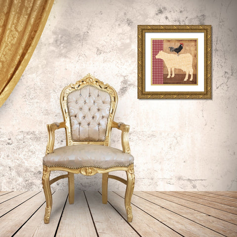 Cow Gold Ornate Wood Framed Art Print with Double Matting by Williams, Todd