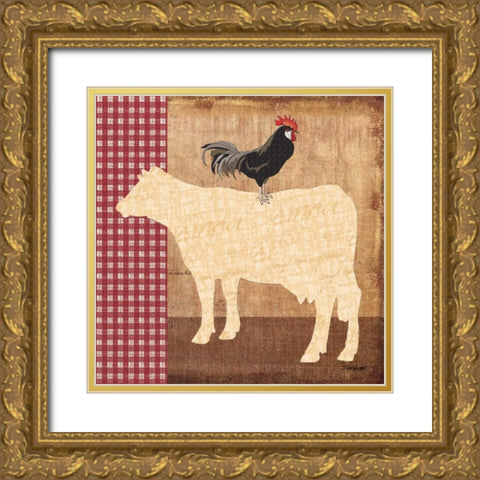 Cow Gold Ornate Wood Framed Art Print with Double Matting by Williams, Todd