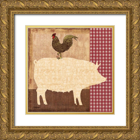 Pig Gold Ornate Wood Framed Art Print with Double Matting by Williams, Todd