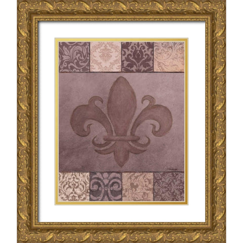 Fleur de Lis I Gold Ornate Wood Framed Art Print with Double Matting by Williams, Todd