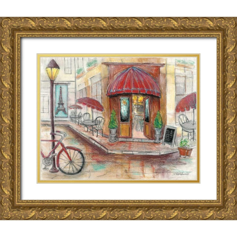 Paris Cafe Gold Ornate Wood Framed Art Print with Double Matting by Williams, Todd