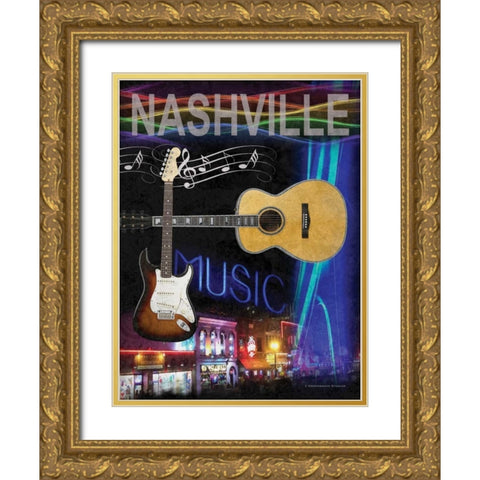 Nashville Gold Ornate Wood Framed Art Print with Double Matting by Williams, Todd