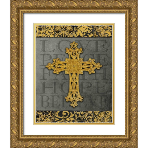 Gold Cross II Gold Ornate Wood Framed Art Print with Double Matting by Williams, Todd