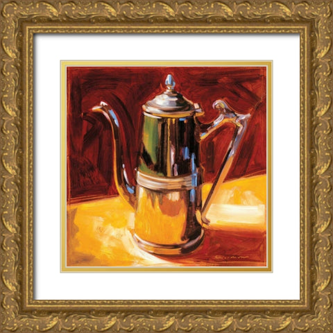 Tea Pot IV Gold Ornate Wood Framed Art Print with Double Matting by Waldron, Sarah