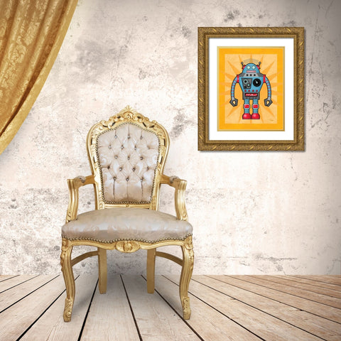 Robot I Gold Ornate Wood Framed Art Print with Double Matting by Woo, Teresa