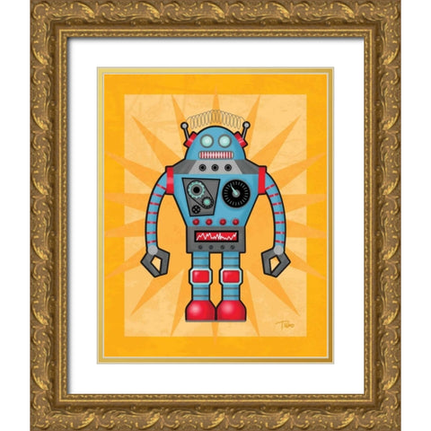 Robot I Gold Ornate Wood Framed Art Print with Double Matting by Woo, Teresa