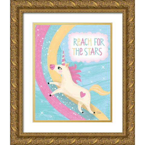 Unicorn III Gold Ornate Wood Framed Art Print with Double Matting by Woo, Teresa