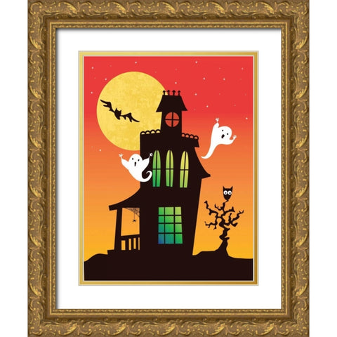 Ghost Party Gold Ornate Wood Framed Art Print with Double Matting by Woo, Teresa