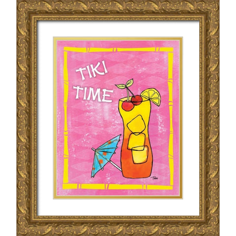 Tiki Time III Gold Ornate Wood Framed Art Print with Double Matting by Woo, Teresa