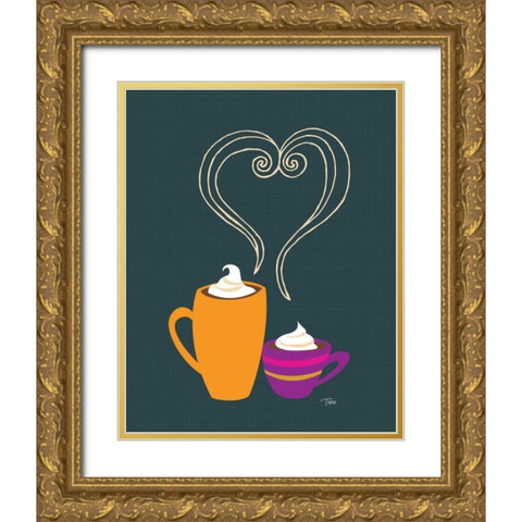 Latte Love Gold Ornate Wood Framed Art Print with Double Matting by Woo, Teresa