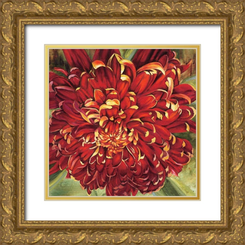 Chrysanthemum Gold Ornate Wood Framed Art Print with Double Matting by Werbelow, Selina