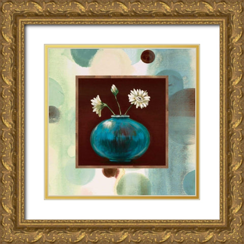 Daisies I Gold Ornate Wood Framed Art Print with Double Matting by Werbelow, Selina