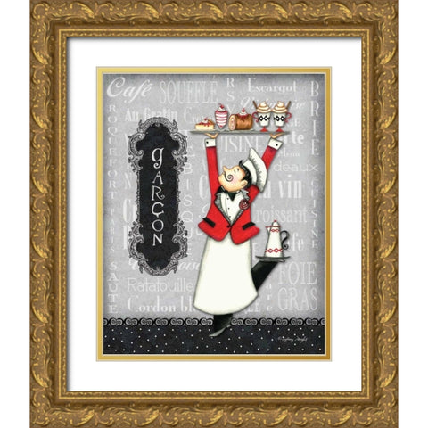 Garcon Gold Ornate Wood Framed Art Print with Double Matting by Wright, Sydney