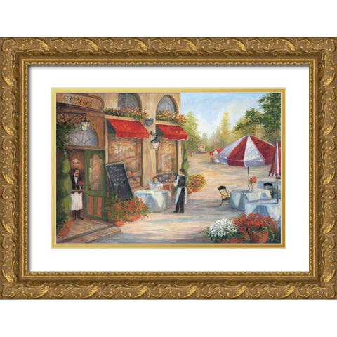 Cafe de Vittori I Gold Ornate Wood Framed Art Print with Double Matting by Wacaster, Linda