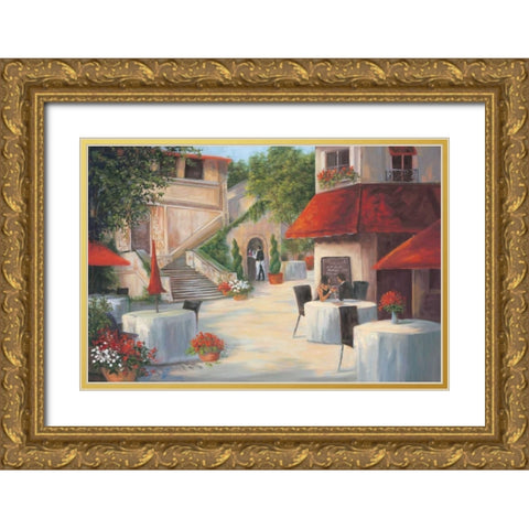 Cafe de Vittori II Gold Ornate Wood Framed Art Print with Double Matting by Wacaster, Linda