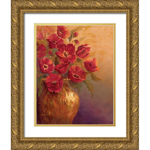Crimson and Brass I Gold Ornate Wood Framed Art Print with Double Matting by Wacaster, Linda