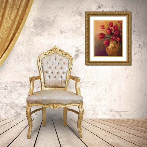 Crimson and Brass II Gold Ornate Wood Framed Art Print with Double Matting by Wacaster, Linda
