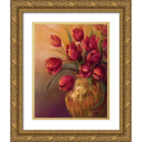 Crimson and Brass II Gold Ornate Wood Framed Art Print with Double Matting by Wacaster, Linda