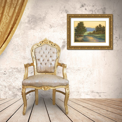 Emerald Meadow I Gold Ornate Wood Framed Art Print with Double Matting by Wacaster, Linda