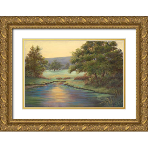 Emerald Meadow II Gold Ornate Wood Framed Art Print with Double Matting by Wacaster, Linda