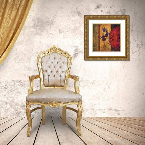 Iris Fusion I Gold Ornate Wood Framed Art Print with Double Matting by Wacaster, Linda