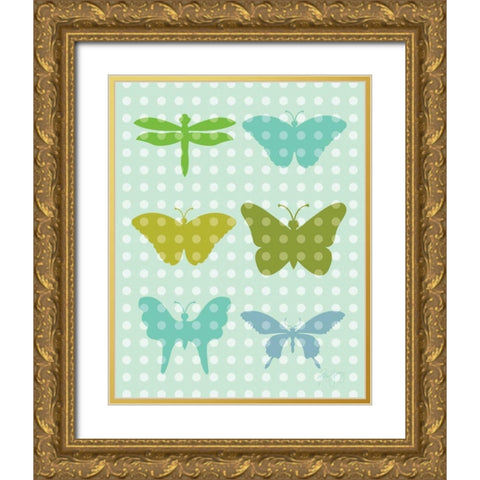 Butterflies I Gold Ornate Wood Framed Art Print with Double Matting by Young, Patty