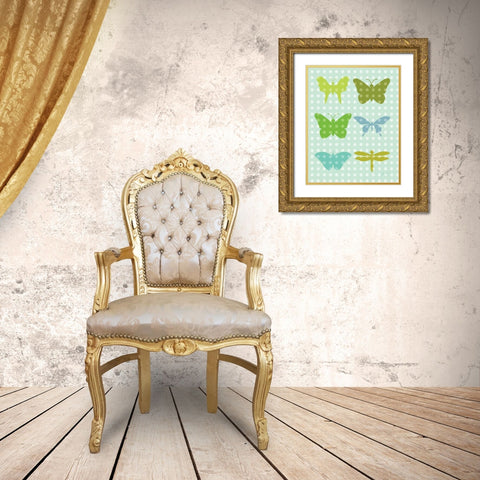 Butterflies II Gold Ornate Wood Framed Art Print with Double Matting by Young, Patty