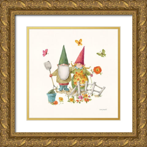 Garden Gnomes VII Gold Ornate Wood Framed Art Print with Double Matting by Audit, Lisa