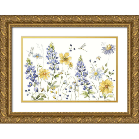 Lovely Blues I Gold Ornate Wood Framed Art Print with Double Matting by Audit, Lisa
