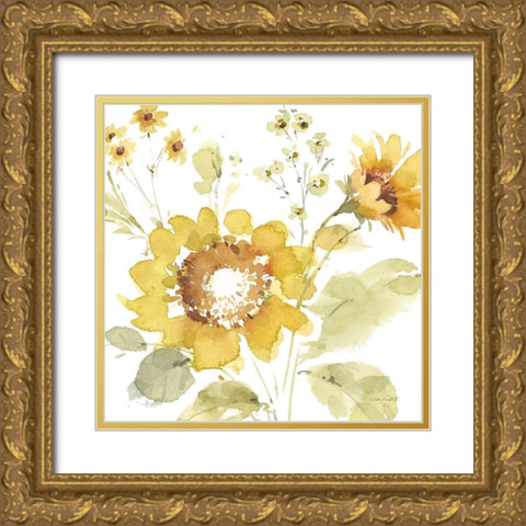 Sunflowers Forever 04 Gold Ornate Wood Framed Art Print with Double Matting by Audit, Lisa