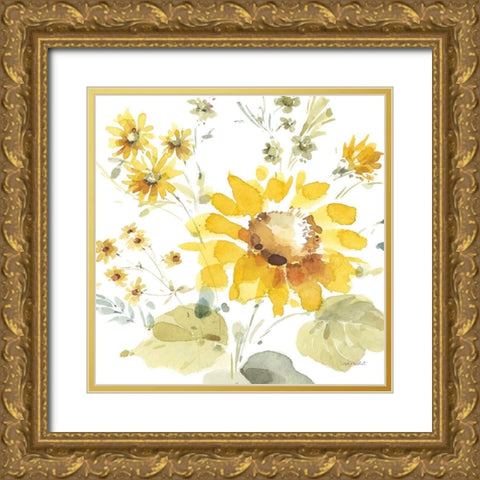 Sunflowers Forever 05 Gold Ornate Wood Framed Art Print with Double Matting by Audit, Lisa