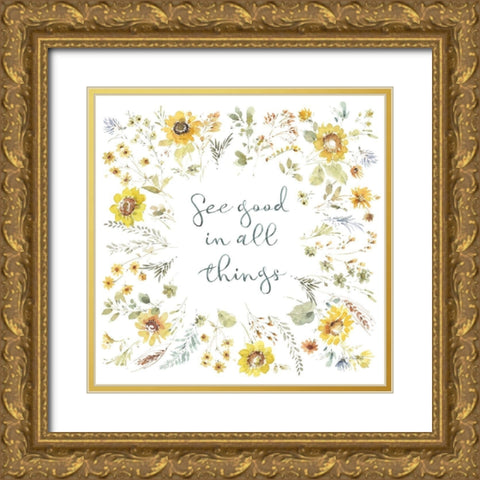 Sunflowers Forever 10 Gold Ornate Wood Framed Art Print with Double Matting by Audit, Lisa