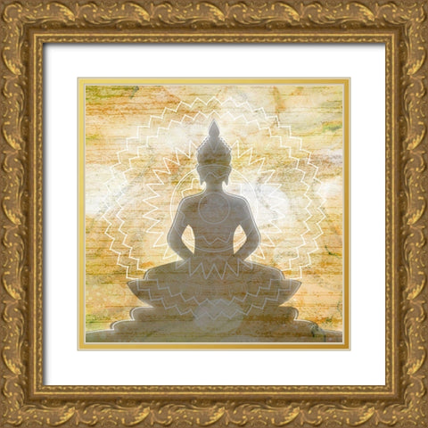 Natura Budha Gold Ornate Wood Framed Art Print with Double Matting by Aesthete