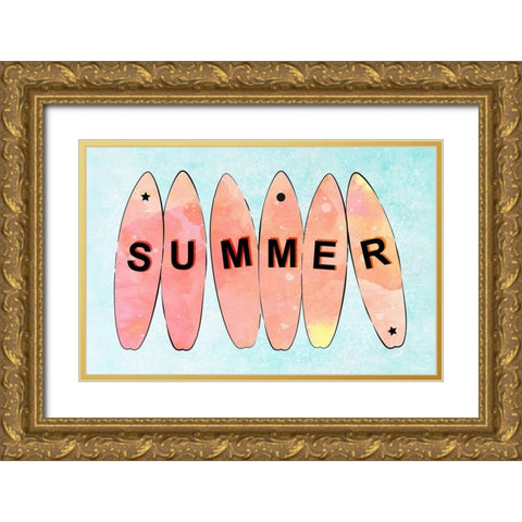 Summer Surf Gold Ornate Wood Framed Art Print with Double Matting by Aesthete