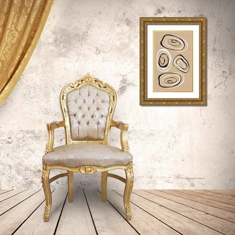 Water Circles Terra Gold Ornate Wood Framed Art Print with Double Matting by Aesthete